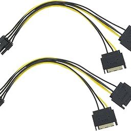 YiKaiEn 2 Packs Dual SATA to 8 Pin (6+2 Pin) Video Card GPU Power Supply Cable 8.6inch 22cm-image-54