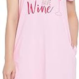Women's Quirky Quote Print Short Night Dress in Pink-image-44