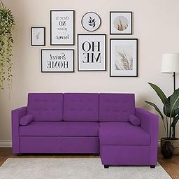 Casaliving Megan RHS 4 Seater L Shaped Sofa Cum Bed for Living Room (Purple Fabric) Premium Fabric Sofa-image-25