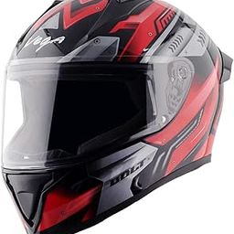 Vega Bolt Martial ISI and DOT Certified Gloss Finish Full Face Helmet for Men with Clear Visor- Black Red-L-image-8