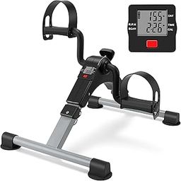Folding Pedal Exerciser Mini Exercise Bike Portable Peddler Under Desk Bike with LCD Display for Arms and Legs Workout (Gray)-26