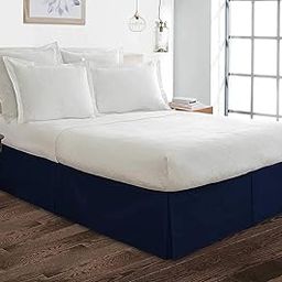 Shashure Bedding Bed Skirt for Queen Size,100% Cotton Blend Fabric Split Corner Bed Skirt & Premium Tailored fit, 1pc Bedskirt Queen Size 21" Drop Length, Color- Navy Blue-image-65