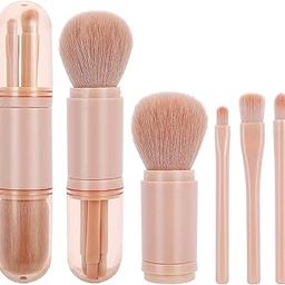 COSLUXE 4 in 1 Travel Makeup Brushes Set, Portable Retractable Professional Foundation Blush, Small Powder, Eye Shadow, Concealer,Make Up Brush Set-21
