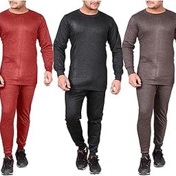 Men's & Boy's Wool Warmer Thermal Top Pajama Combo Set of 03 (Multicolour)-image-5