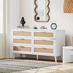 Solid Wood Samay Chest of Drawers | Chest of Drawers with 6 Drawers Storage | Wooden Cabinet for Home, Office, or Living Room | Chest of with Cane/Rattan (White Finish)-image-39
