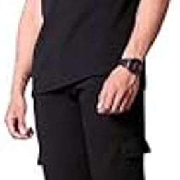 Men's Polyester Co-ord Set of 2 Casual loungewear T-Shirt & Jogger Pants Set Black-image-51
