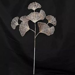 SATYAM KRAFT 1 Pcs Artificial Gingko Leaves Fake Flower Sticks Decorative Items for,Gifting,Home,Balcony, Living Room,Wedding, Decoration (Golden)(Fabric)(Without Vase)-image-46