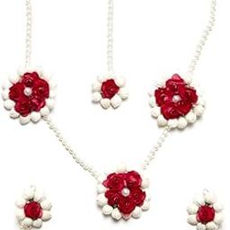 Jewellery Set for Women Floret Gota Patti Necklace, Earrings, Bracelet & Maang Tika for Women & Girls (Mehandi/Haldi)-image-28