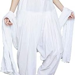 Women's Cotton Plain Patiala Salwar With Dupatta Combo Set (, Free Size, White)-image-18