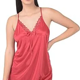 noty Girl's/Women's- Baby Doll Dress | Nightwear | Knee Length | Bridal Nightdress- Satin Fabric-picture-5