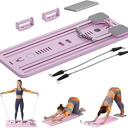 VPGS Foldable Pilates Board, Multifunctional Ab Board Automatic Rebound, Full Body Exercise Equipment for Home, Pilates Reformer with Elbow Support＆Resistance Bands＆Ab Mat＆Handles-8