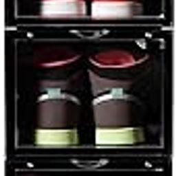 SNEAKARE Plastic Shoe Storage Organizer, Set Of 5 Black Heavy-Duty Sneaker Box, Stackable Storage Box With Magnetic Closure, Easy Installation Foldable Storage Box, Large, Fits Size Uk14-13
