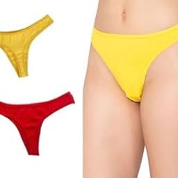 Silverlake Women Cotton Comfortable Fabric Daily Use Regular Wear Mid Rise Thong Panty Pack of 2 (Red Yellow)-image-65