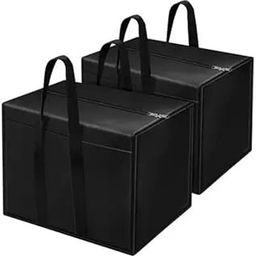2 Pack Nylon 85 L Moisture Proof Multi-Purpose Underbed Storage Bag/Clothing Storage Organiser/Toy Storage/Stationery Paper Storage Bag with Zipper and Strong Handle (Black,57x36.8 x40.5 cm)-image-12