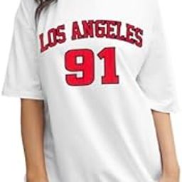 Oversized Printed T-Shirt for Women | Stylish Loose Fit Cotton Tshirt | Casual Baggy Half Sleeve Graphic Tee | Trendy Printed Tshirt for Women (LA91, WHT, L)(L_WTS_134_LA91_WHT_BZ)-image-77