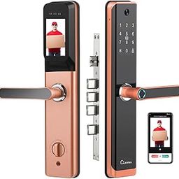LAVNA Smart Camera Door Lock | 7 Way Unlock | Fingerprint, Mobile App, WiFi + Bluetooth, RFID Card, OTP, PIN and Key Access | Built-in Camera n Screen | 5 Bolts | fit with Wooden Doors (LA24, Gold)-27