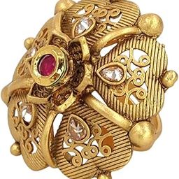 Rajwadi Matte Gold Plated Adjustable Finger Ring for Women & Girls (FR24252627)-image-98