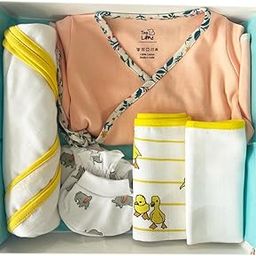 TinyLane - Curated for you! All in One Bamboo : Cotton Newborn Baby Gift Set, Pack of 9 Pieces, Unisex Baby Essentials Gift Set, Multi Color, Skin Friendly, Breathable (Peach)-2
