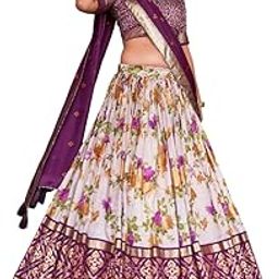 Women's Jacquard Semi-Stitched Lehenga choli Tussar Silk With Patola Print-image-62