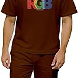 Men’s Oversized Printed Cotton Co-ords Set | Streetwear Summer shorts & T-Shirt Combo | Trendy 2 Piece combos(ART RGB)-image-93
