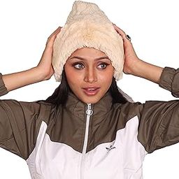 Women Winter Warm woolen Knitted Beanie Hat with Faux Fur Warm Cap Beanie for girls 2 in 1-image-30