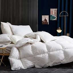 BedFabtasy King Duvet 12 Tog｜Luxury Heavyweight Goose Feathers Down Duvet｜100% Organic Cotton Cover & Down Proof Fabric｜Hotel Quality King Quilt with 8 Corner Tabs｜Machine Washable-picture-26