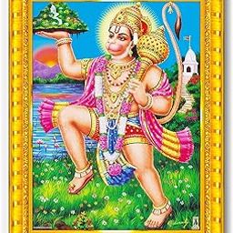 Lord Hanuman Ji Hanumanji Jai Bajrangbali Wall Painting Framed Home Decor (Wood,Matte,Gold,Small Size,6 x 8 Inch) R770S-image-61