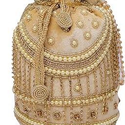 Bridal Potli Bag for Women with Handcrafted Beads & Embroidery | Ethnic Wedding Clutch Purse | Traditional Festive Potli for Bride, Bridesmaids & Gifting | Indian Partywear Handbag | Peach-image-12