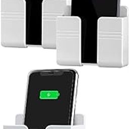 EDNITA Mobile Phone Charging Stand | Phone Stand with Self Adhesive Phone Holder for Shower, Multi-Functional Storage Holder, Bedside Fixed Rack, Bedroom, Office Accessories (Pack of-3 White)-17