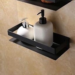 Metal Multi-Purpose Wall Mount Floating Shelf Wall Mounted Storage Shelves for Kitchen, Bathroom, Bedroom, Office (Small, Black)-18