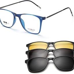 TR90 Magnetic Sunglasses,Square Clip on Glasses with 3PCS Magnetic Lens for Myopic Men Women 10004-picture-26