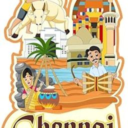 Skywalk India Souvenir Wooden MDF Chennai Fridge Magnet (Multicolour)-picture-4