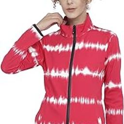 Women Winter Sports Zipper Printed Jacket Red XL-picture-38