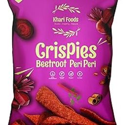Khari Foods Beetroot Crispies 50g, Peri Peri Flavoured Chips, No Palm Oil, No Maida, Millet Goodness, Fibre Rich, Zero Cholestrol, Gluten Free Vegan Snacks-image-99