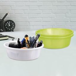 Homestic Pack of 3 Desk Organizer | Stationery Organizer | Multipurpose Storage Organizer | Office Supplies for Pen-Pencil-Staplers | Desktop Organizer | 6 LTR | Green & White-image-73