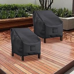 2 Pieces Chair Covers Versatile Black Gifts Covers for Lounge Lawn Deep Seat 30inx27inx36in-image-37