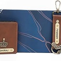 Customized Leather Wallet for Men with Keychain and Watch | Personalised Gift Combo for Men | Customized Leather Wallet Gift Set for Husband, Father, Brother and Boyfriend (Tan)-2