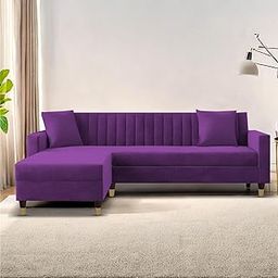 Casaliving Garcia LHS 4 Seater L Shape Sofa Set for Living Room (Purple Colour) Premium Fabric Sofa-image-78