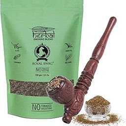 ROYAL SWAG 100% Natural Tobacco & Nicotine Free Herbal Smoking Blend 100g With Wooden Pipe - Smoking Cessation-image-33