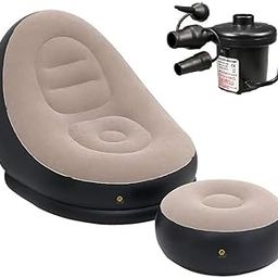 Inflatable Sofa with Footstool with Household Air Pump, Portable Lounge Chair for Indoor Living Room Bedroom, Outdoor, Camping, Picnic, Beach. (Multi Color)-12