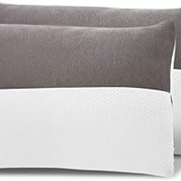 Anti Bikili Hollow Sleeping Fiber Pillow with Zip | Set of 2 | Soft & Fluffy | Height Adjustable Bed Pillows | White & Grey | Standard Size 27x16 | Breathable, Supportive, Comfortable (Pack of 2)-image-73
