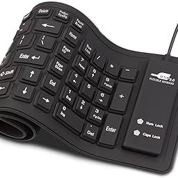 PINAL CREATION Foldable Silicone Keyboard USB Wired Waterproof Rollup Keyboard for PC Notebook Laptop (All Black)-image-35