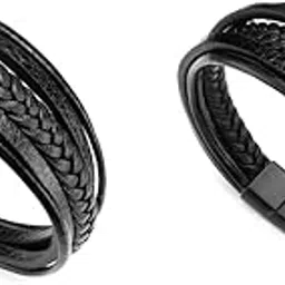 zibuyu Hand Bracelet for Men Women Stylish Skin Friendly Braided Multi Layer Wrap Clasp Hoop wit 2PCS-picture-18