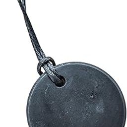 Shungite Stone Necklace | Round Shungite Pendant Amulet | Authentic Shungite Jewelry | Shungite Protection Necklace Shield | Crystal Healing Necklace for Meditation-image-10