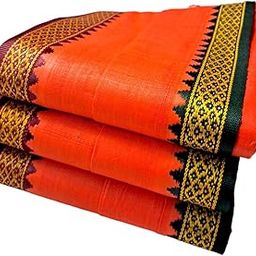 Atmaling Premium Pure Cotton Stylish Men's Gamcha | 2 Mtr Size | Soft and Comfortable for Bathing, Clothing | Pack of 1 (orange)-14