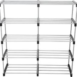 DECENT HUT Foldable Metal Plastic Open Bookcase Bookshelf, 10 Shelves Bookrack, Book Shelves for Home Library Office Study Room - Black-picture-28