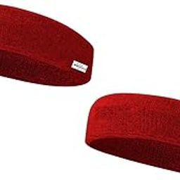 HeadTurners Workout Headband for Women & Men - Moisture Wicking & Non-Slip Exercise Hairband or Sports Sweatband -Ideal for All Sports Like Tennis, TT, Badminton, Running and Yoga- (Red, Set of 2)-image-106