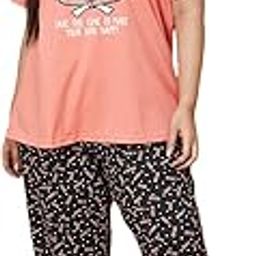 Women's Plus Size Pure Cotton Printed T-Shirt with Pajamas-image-18