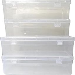 Feliz Clear Plastic Large Storage Boxes Size 11.5x7.5x2.75 inches (Set of 2) and Size 10.25x6.75x2.5 inches (Set of 2) (Total 4 boxes)-picture-30