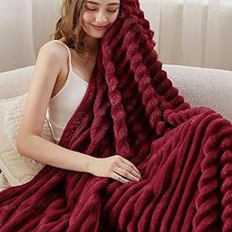 Nivasam AC Pencil Fleece Blanket 300GSM Super Soft Cozy Throw Blanket Decorative Fuzzy Flannel Luxury (Maroon, Double Bed)-30
